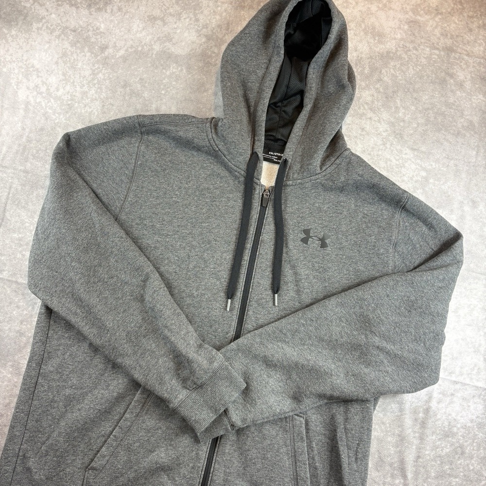 Under Armour Jacket Mens 2XL Gray Cold Gear Loose Full Zip Hoodie Workout